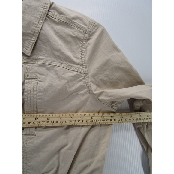 Eddie Bauer Jacket Petites PL Khaki Button Up Pockets Outdoor Preppy - Picture 5 of 10